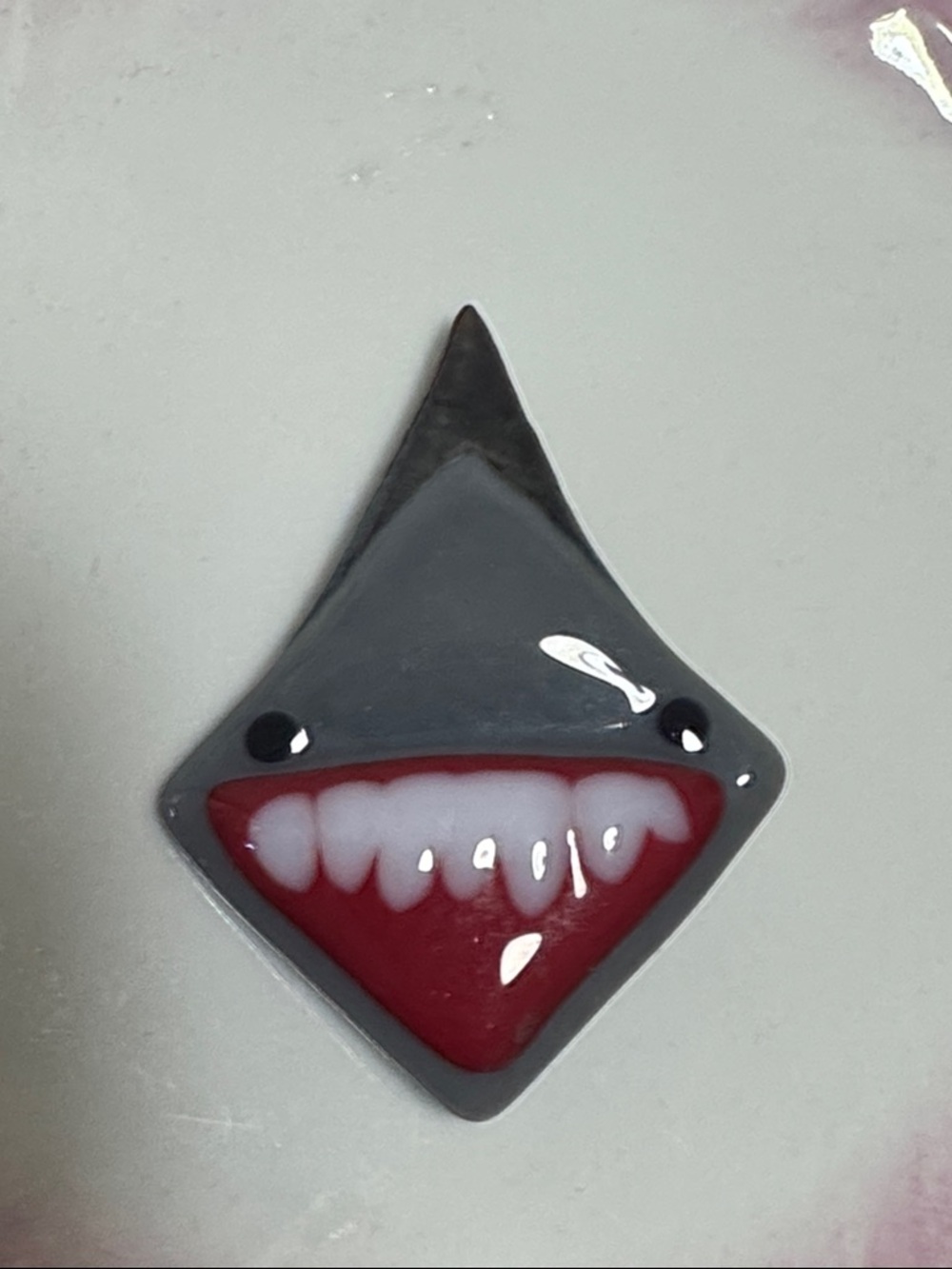 Funny Shark Fused Glass Brooch - Picture 3 of 9